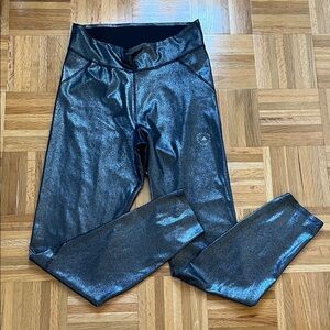 ADIDAS BY STELLA MCCARTNEY Dark Gray Shiny Training Leggings L